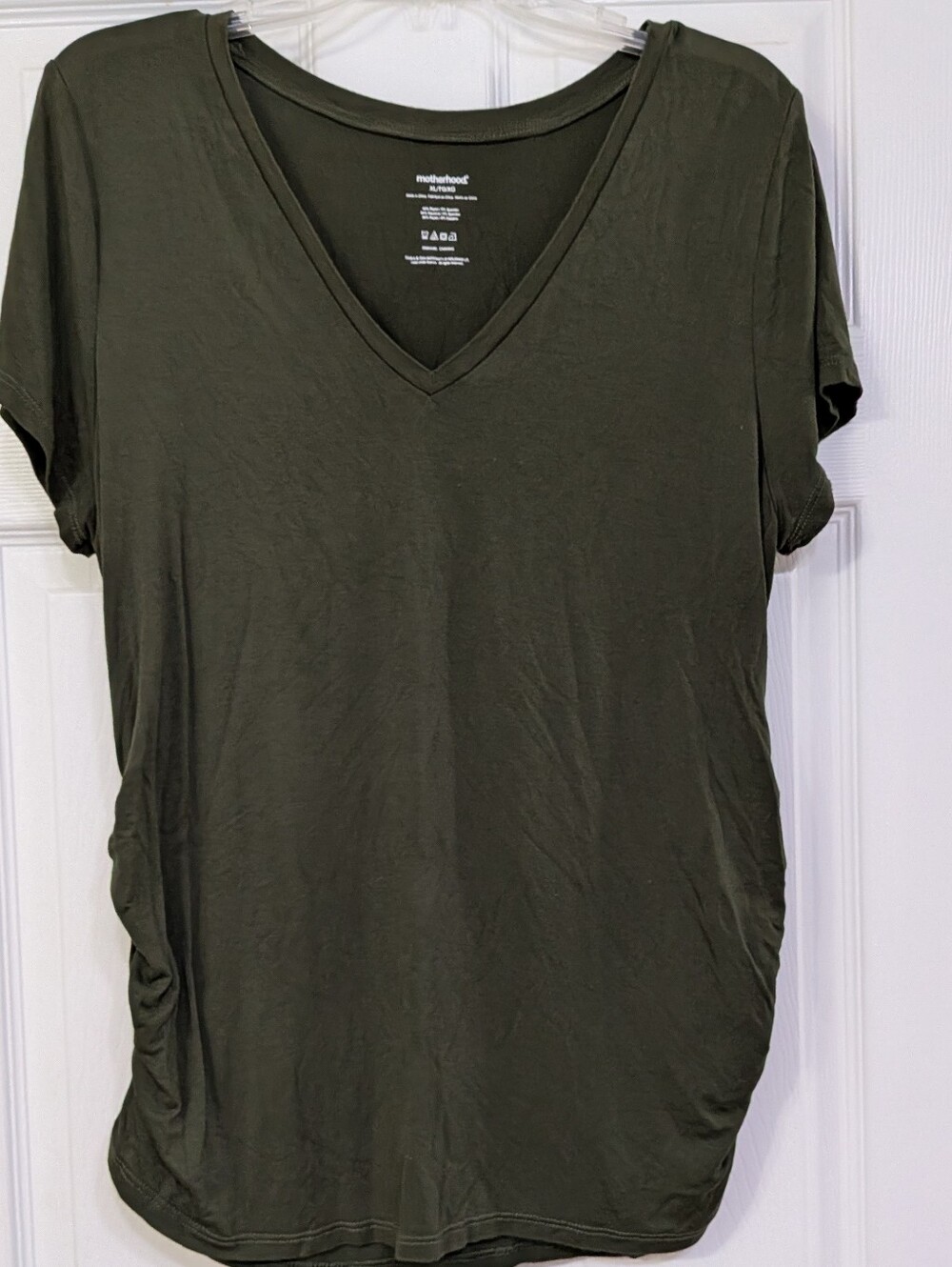 Motherhood Maternity Olive Green V-Neck Short Sleeve Top